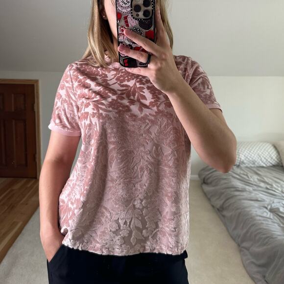 a new day: Peach Velvet Floral Tee - Picture 1 of 5